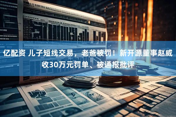 亿配资 儿子短线交易，老爸被罚！新开源董事赵威收30万元罚单、被通报批评